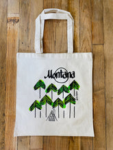 Load image into Gallery viewer, TIE DYE 15"x15" Montana woodsy tote bag