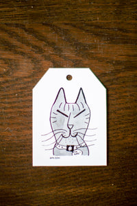 "Grey Cat" Card Tag