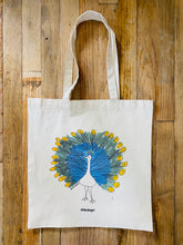 Load image into Gallery viewer, 15"x15" Peacock tote bag