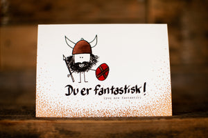 Norwegian :: "Du er fantastisk!" flat, sparkly greeting card