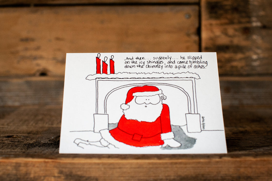 'Tumbling down the chimney' greeting card