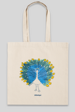 Load image into Gallery viewer, 15"x15" Peacock tote bag