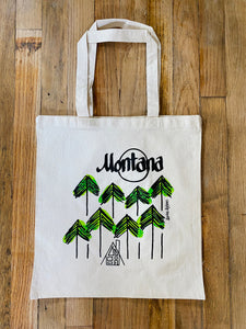 TIE DYE 15"x15" Montana woodsy tote bag