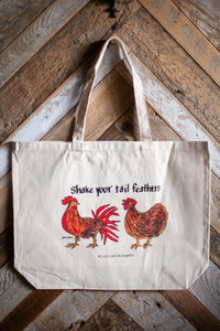 Large Hen and Rooster tote bag