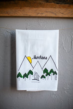 Load image into Gallery viewer, TIE DYE Montana Mountains Tea Towel
