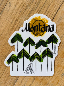 Montana Cabin in the Woods 3" Sticker
