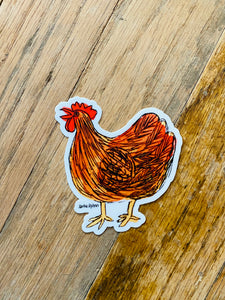 Red Hen + Rooster 3" Stickers