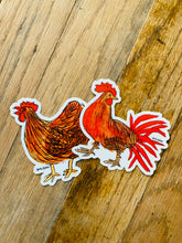 Load image into Gallery viewer, Red Hen + Rooster 3&quot; Stickers
