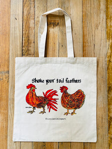 15"x15" Hen and Rooster tote bag