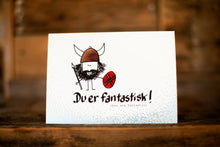 Load image into Gallery viewer, Norwegian :: &quot;Du er fantastisk!&quot; flat, sparkly greeting card
