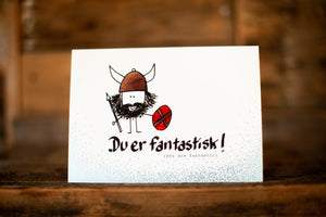 Norwegian :: "Du er fantastisk!" flat, sparkly greeting card