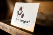 Load image into Gallery viewer, Norwegian :: &quot;Du er fantastisk!&quot; flat, sparkly greeting card
