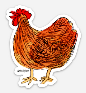 Red Hen + Rooster 3" Stickers