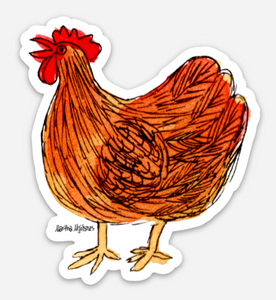 Red Hen 3" Sticker