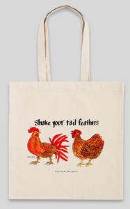 15"x15" Hen and Rooster tote bag