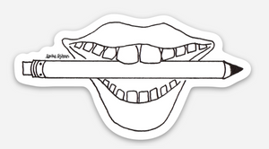 3" Pencil in Mouth sticker