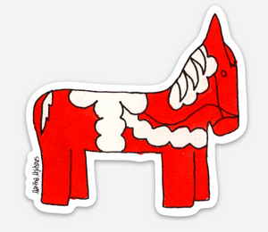 Swedish Dala Horse 3" Sticker